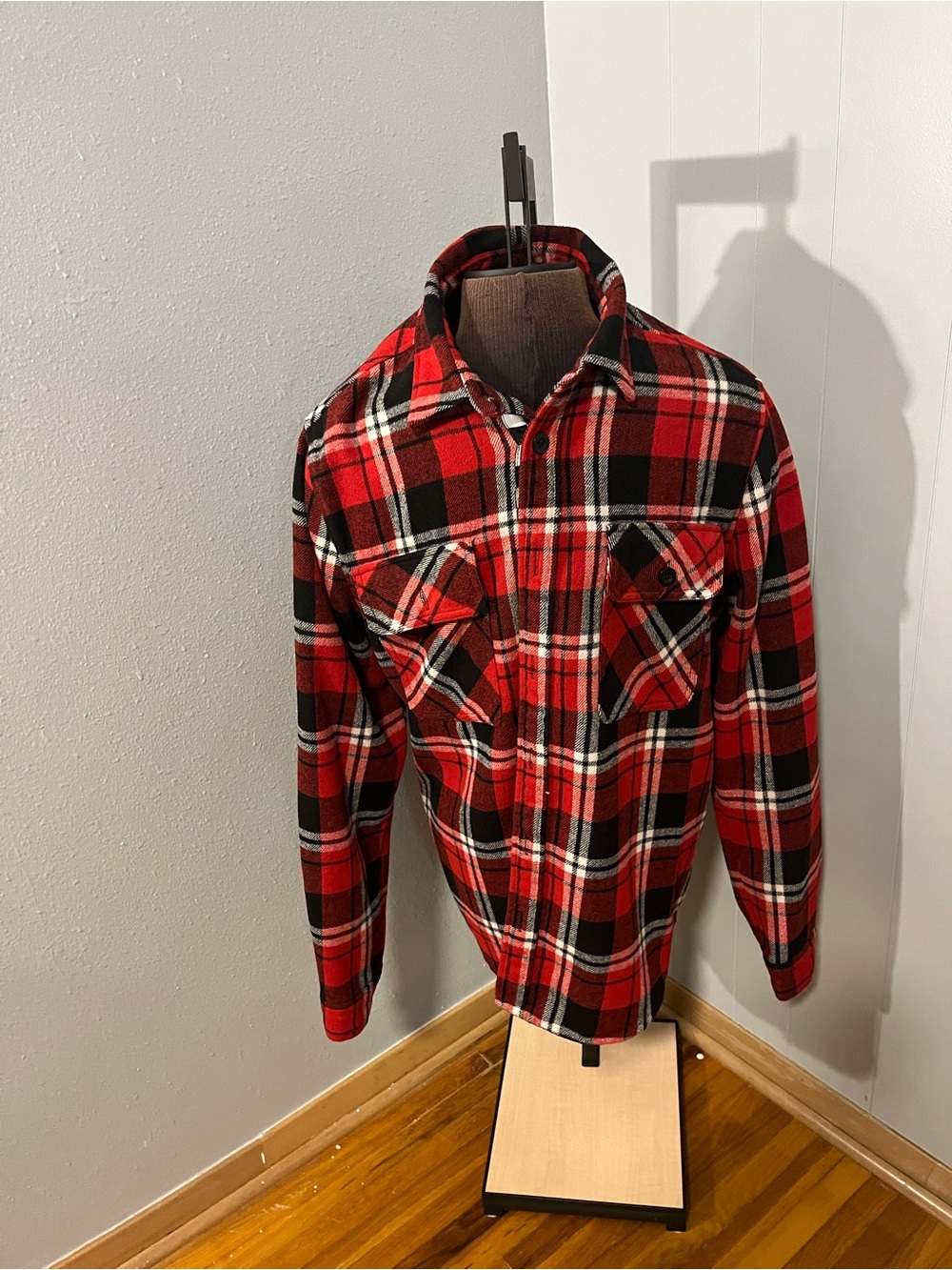 Forever 21 Red and Black Plaid Shirt Jacket
